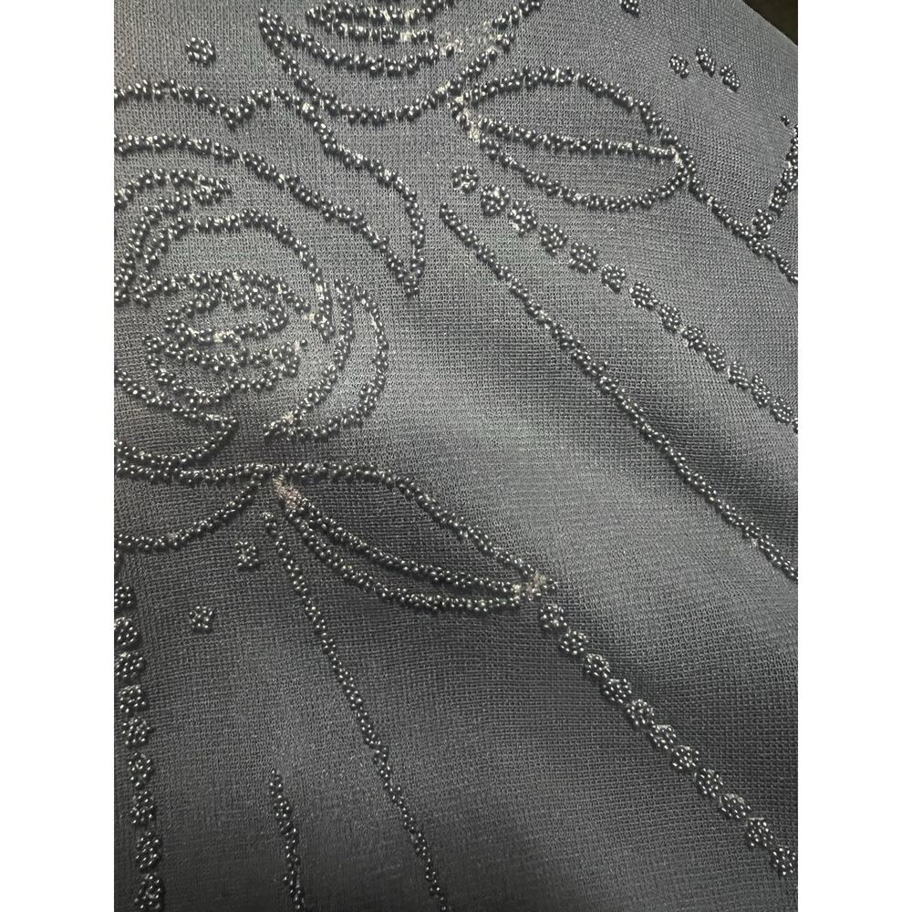 VTG 90s Y2K Byer Too! Slip Dress Midi Black Floral M Beaded Fairy Handkerchief - Picture 6 of 6